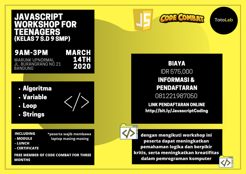 JAVASCRIPT WORKSHOP FOR TEENAGERS